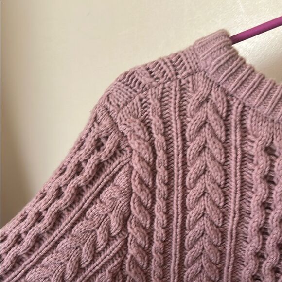 Boden Red and Pink Cable Knit Crew Neck Sweater - Picture 4 of 6